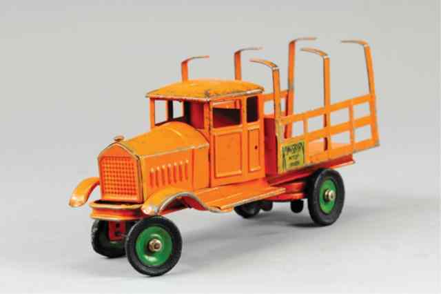 Appraisal: KINGSBURY STAKE TRUCK Pressed steel painted in orange overall enclosed