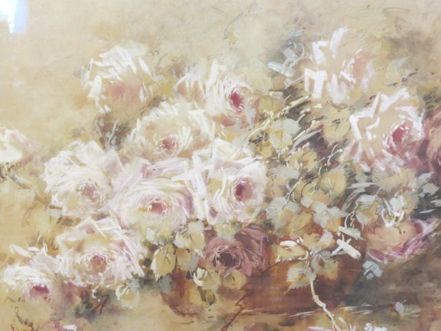 Appraisal: Fine th Century Watercolor of Roses image area x signed