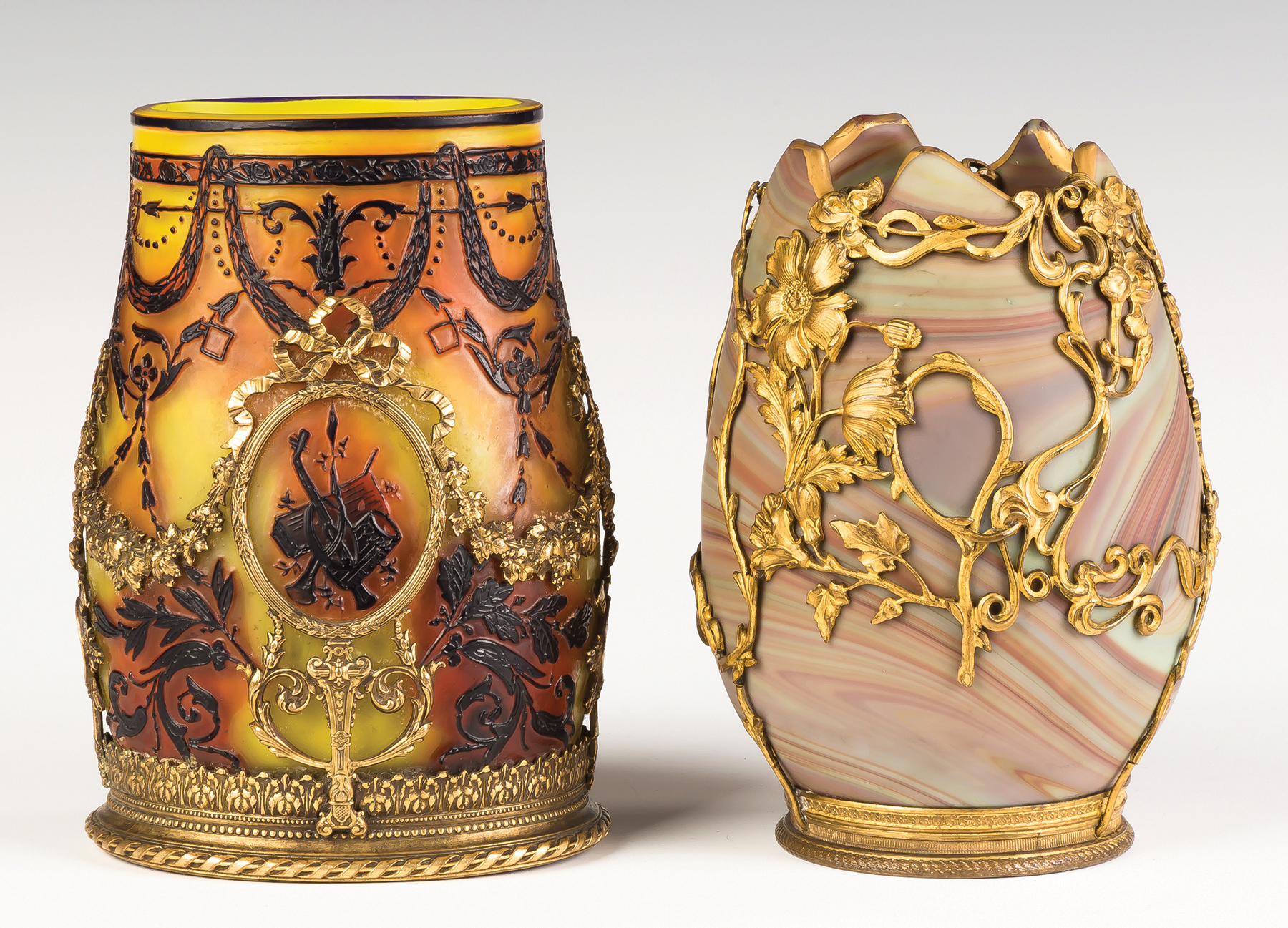 Appraisal: French Cameo Vase and Art Glass Vase Early th century