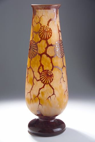 Appraisal: LE VERRE FRANCAIS Art Deco glass tall vase patterned with