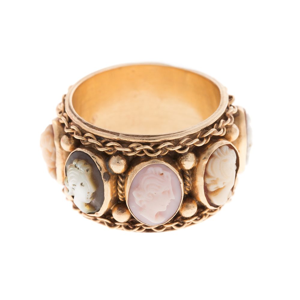 Appraisal: A Ladies Wide Carved Cameo Eternity Band in K K