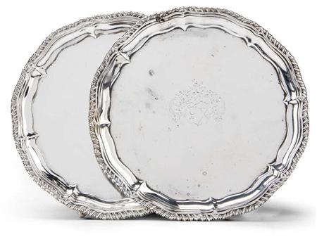 Appraisal: A pair of George IV silver waiters Richard Pierce London