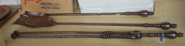 Appraisal: A set of three Victorian steel fire tools second half