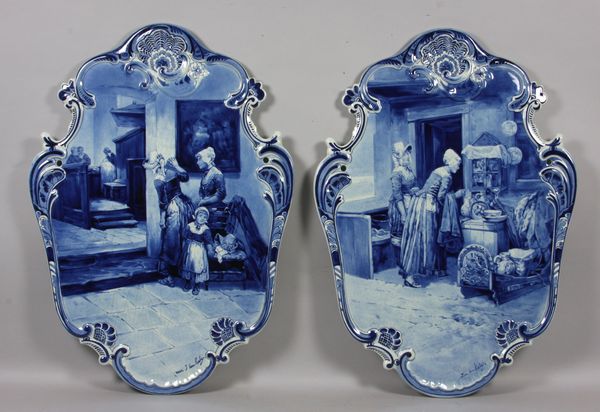 Appraisal: Pair of late th Century Delft cartouche form blue and