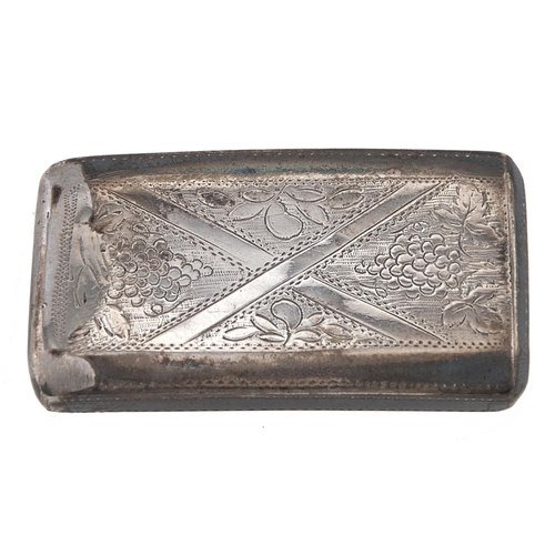 Appraisal: A George III silver snuff box engraved with saltire and