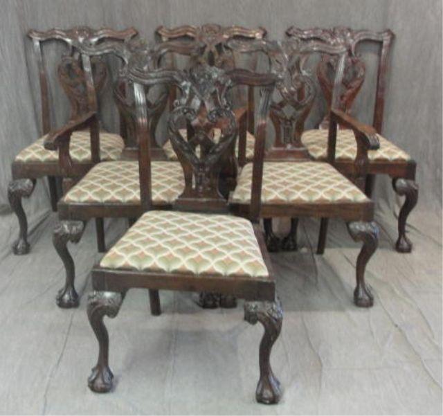 Appraisal: Mahogany Chippendale Style Dining Chairs As is From a Stamford