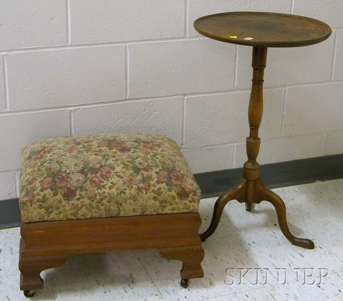 Appraisal: Federal-style Mahogany Dish-top Candlestand a Chippendale-style Mirror and an Empire-style