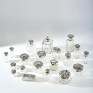 Appraisal: Collection sterling and cut glass accessories Collection sterling and cut