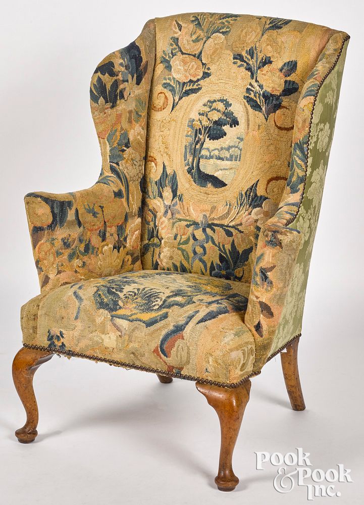 Appraisal: George II mahogany wing chair ca George II mahogany wing