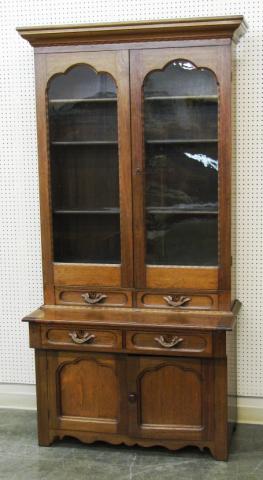 Appraisal: Late Victorian Walnut Bookcase Secretary with two doors over two