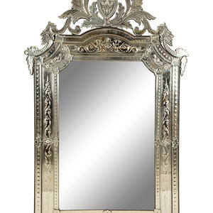 Appraisal: A Venetian Style Etched Glass Framed Mirror th Century Height