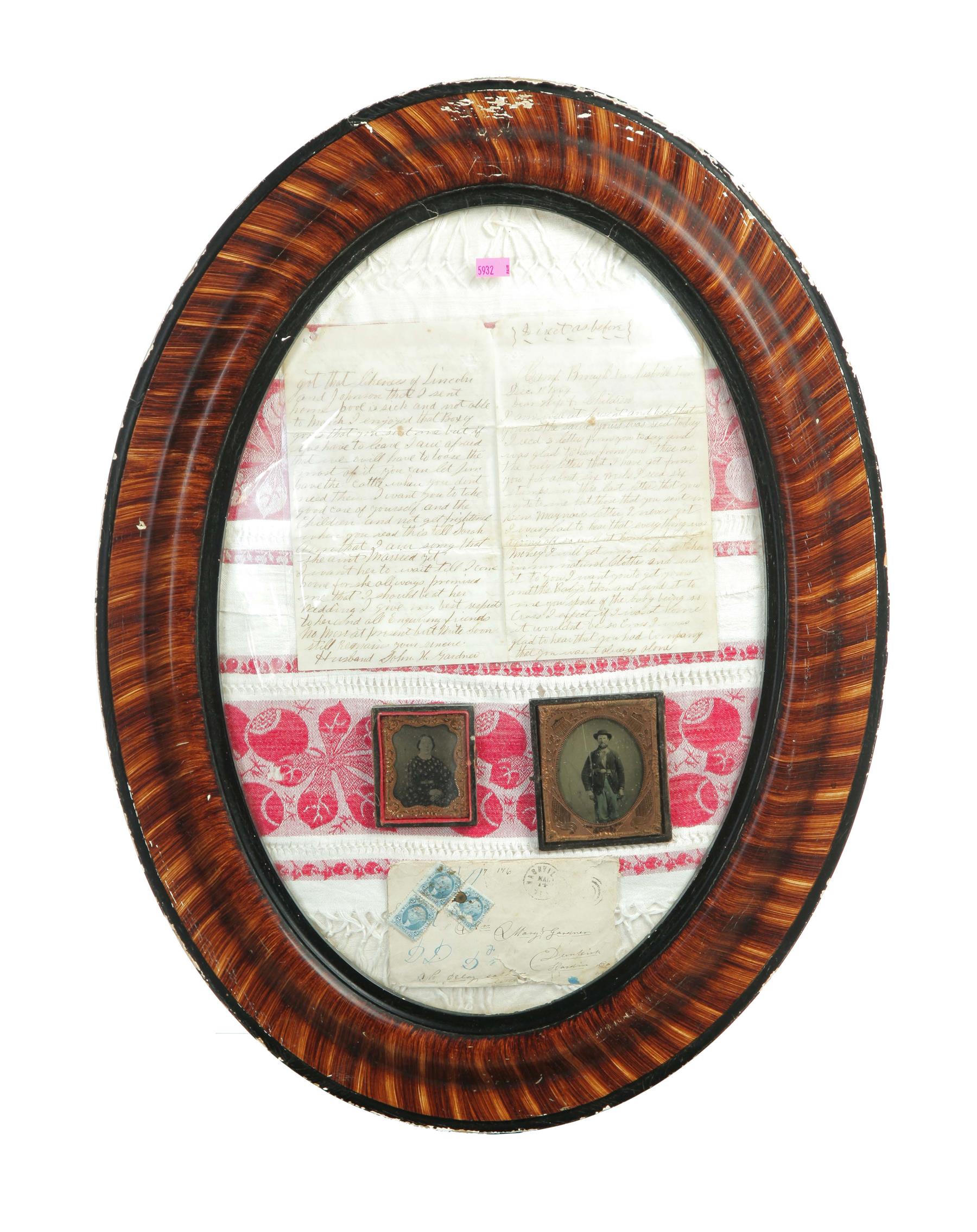 Appraisal: FRAMED CIVIL WAR LETTER AND IMAGES John Gardner's letter to