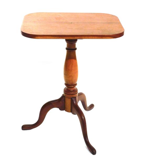 Appraisal: Candlestand th C cherry oblong top with rounded corners turned