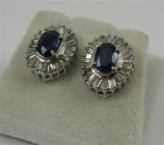 Appraisal: PAIR OF SAPPHIRE DIAMOND AND K GOLD EAR STUDS each