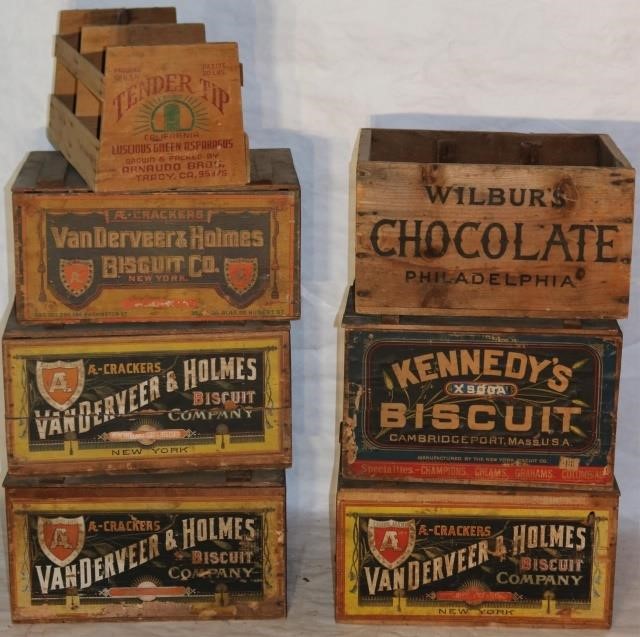 Appraisal: LOT OF EARLY TH CENTURY WOODEN ADVERTISINGBOXES TO INCLUDE WILBUR