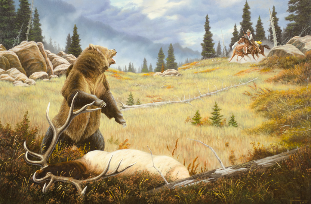 Appraisal: TOM MANSANAREZ OIL ON CANVAS Idaho st century Elk Claim