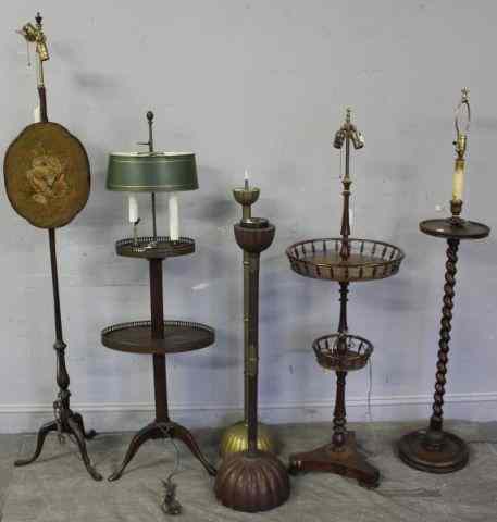 Appraisal: Antique Furniture Lamps and Lighting Lot Includes a two tier