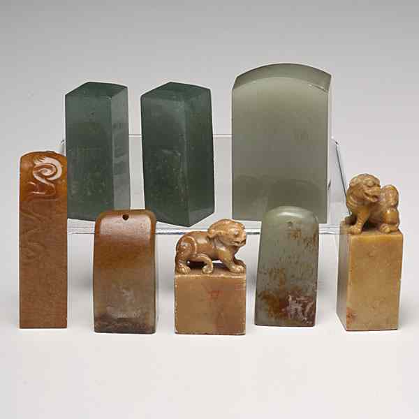 Appraisal: Chinese Jade and Stone Seals Chinese a collection of eight