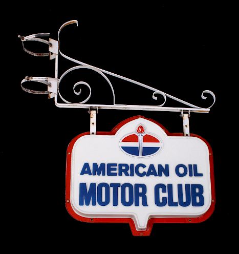 Appraisal: American Oil Motor Club Hanging Sign This is an original