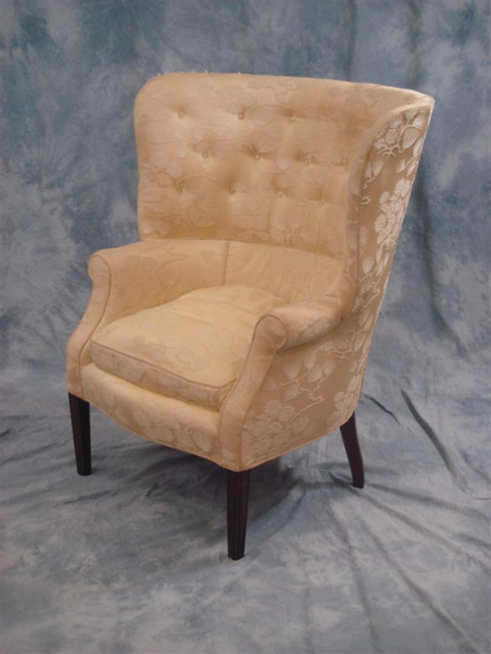 Appraisal: Barrel back Hepplewhite style wing chair tapered front legs with