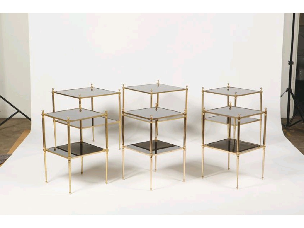 Appraisal: TWO SIMILAR 'S FRENCH GILT METAL AND GLASS SIDE TABLES