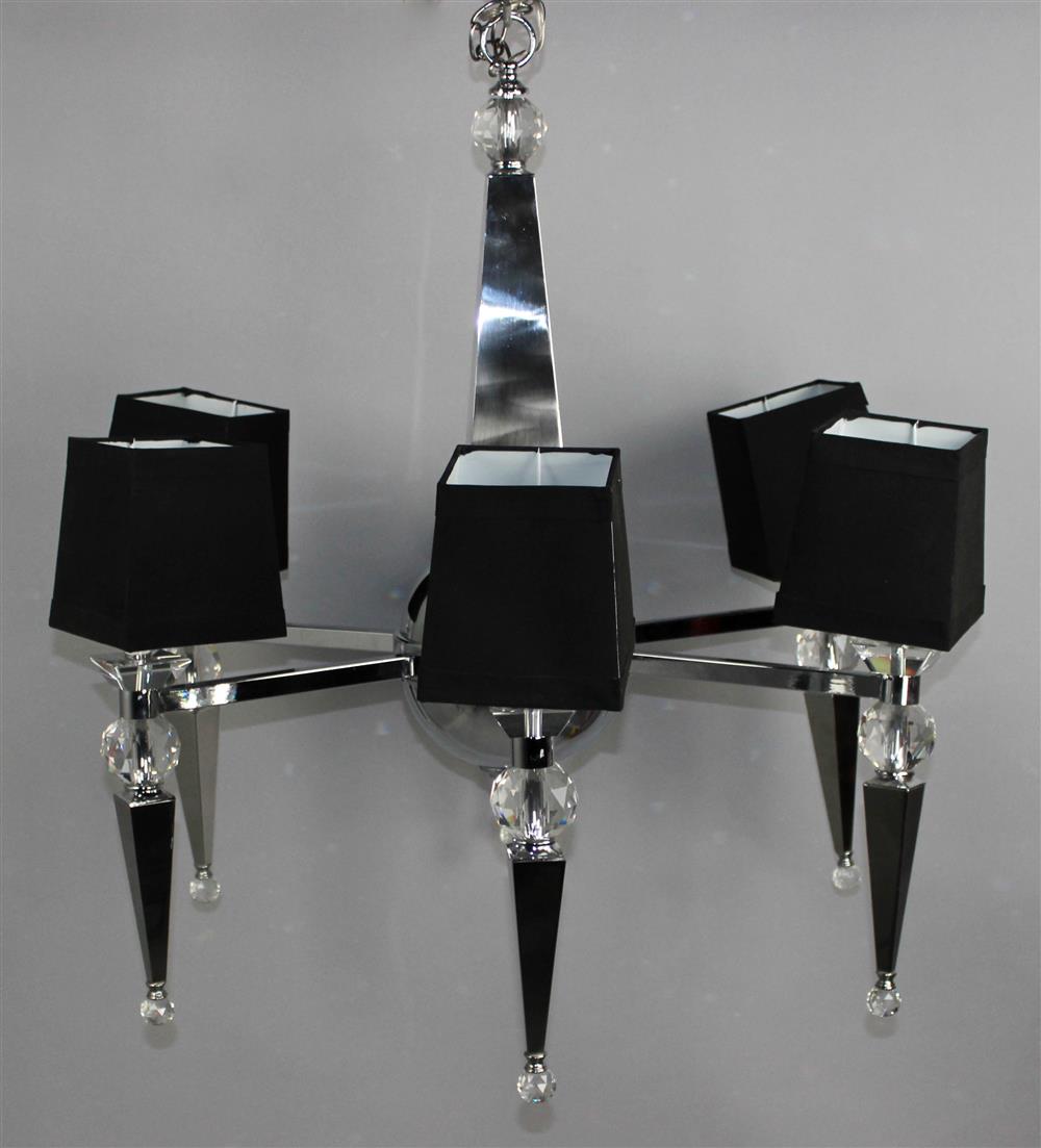 Appraisal: LARGE MODERN DIRECTOIRE STYLE CHROME AND FACETED GLASS CHANDELIER WITH