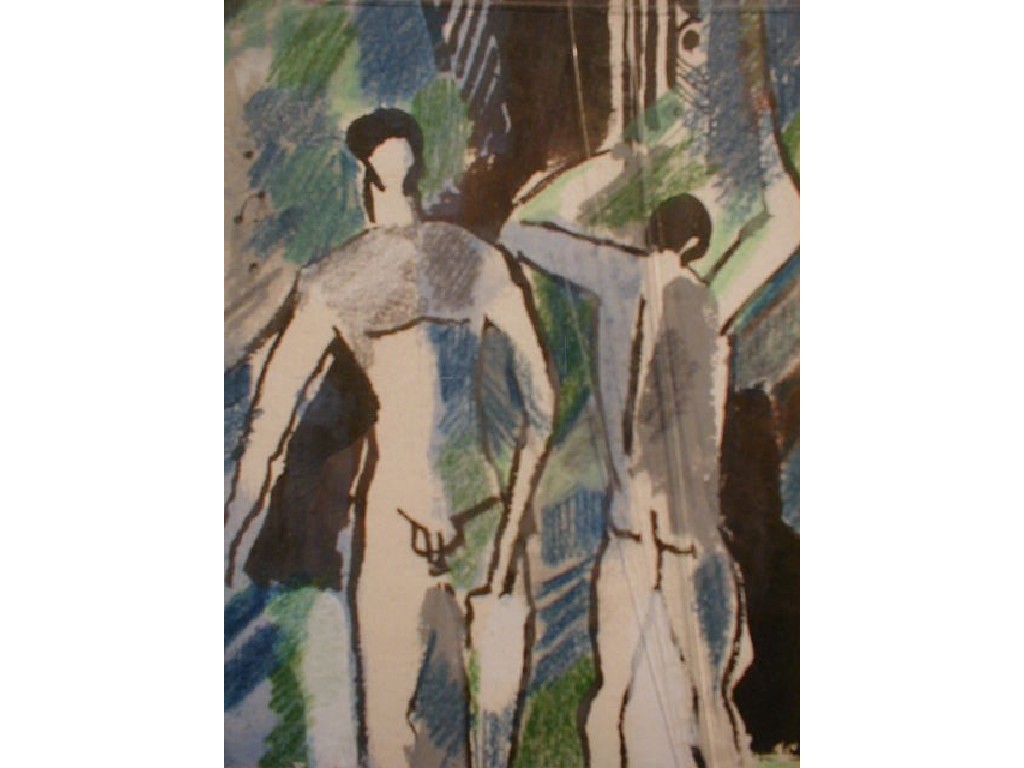 Appraisal: After Joseph Kramer Two male figures watercolour on paper x