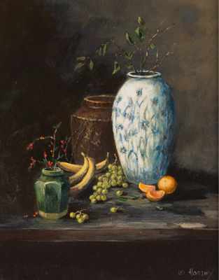 Appraisal: Nador Horthy Hungarian Canadian Contemporary Still Life with Pottery and