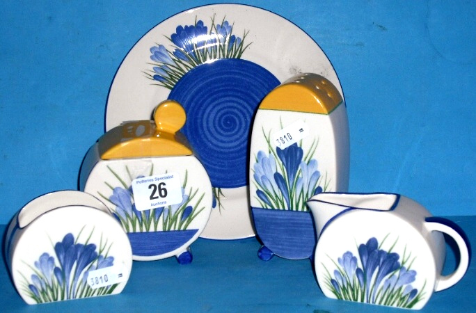 Appraisal: Wedgwood Clarice Cliff Centenary Blue Iris plate cream jug Sugar