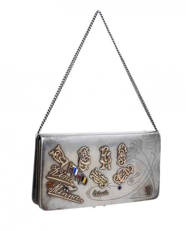 Appraisal: A RUSSIAN SILVER AND ENAMEL PURSE with frosted finish the