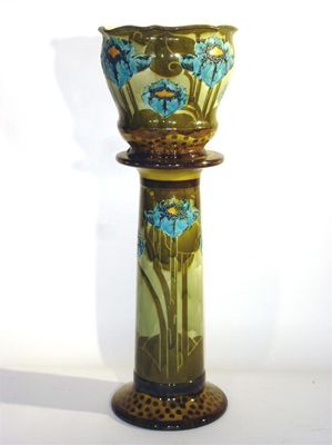 Appraisal: A Minton Secessionist jardiniere and stand tubeline decorated with blue