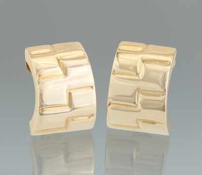 Appraisal: A Pair of Ladies' Geometric Design Earrings k yellow gold