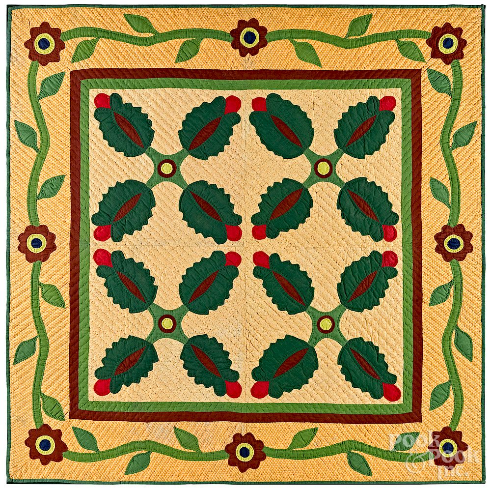 Appraisal: Oak leaf crib quilt Exclusive on Bidsquare Oak leaf crib