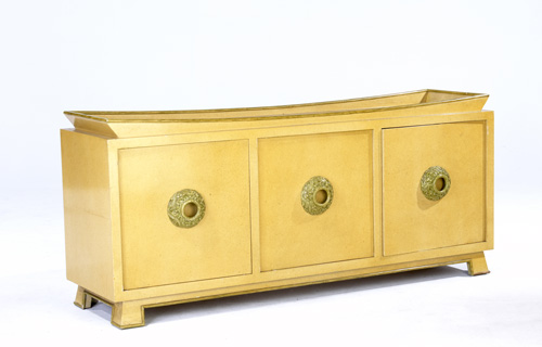 Appraisal: JAMES MONT Exceptional sideboard with two doors and carved pulls