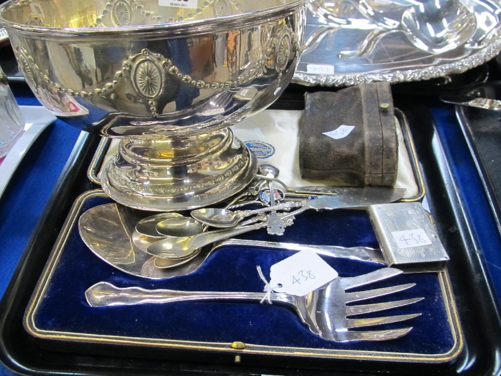 Appraisal: Tray lot of EP - punch bowl servers metal Masonic