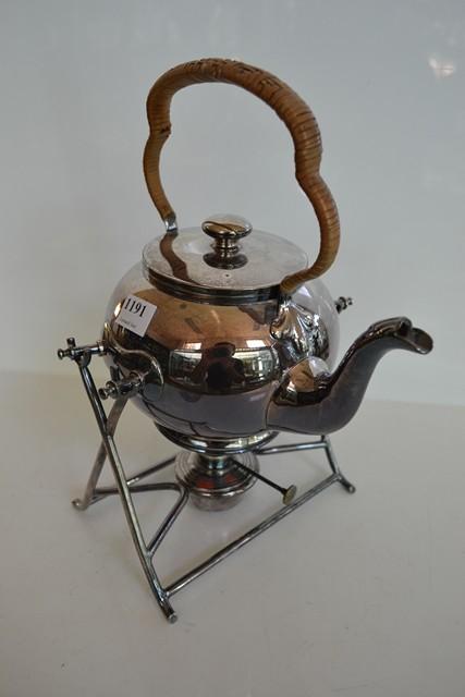 Appraisal: AN E P SPIRIT KETTLE WITH CANE HANDLE