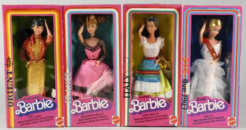 Appraisal: Four Early International Barbie Dolls Description Includes Oriental Royal French