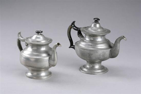 Appraisal: TWO PEWTER TEAPOTS The larger is marked for George Richardson