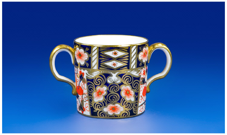 Appraisal: Crown Derby Imari Pattern Loving Cup Full Marks Top Base