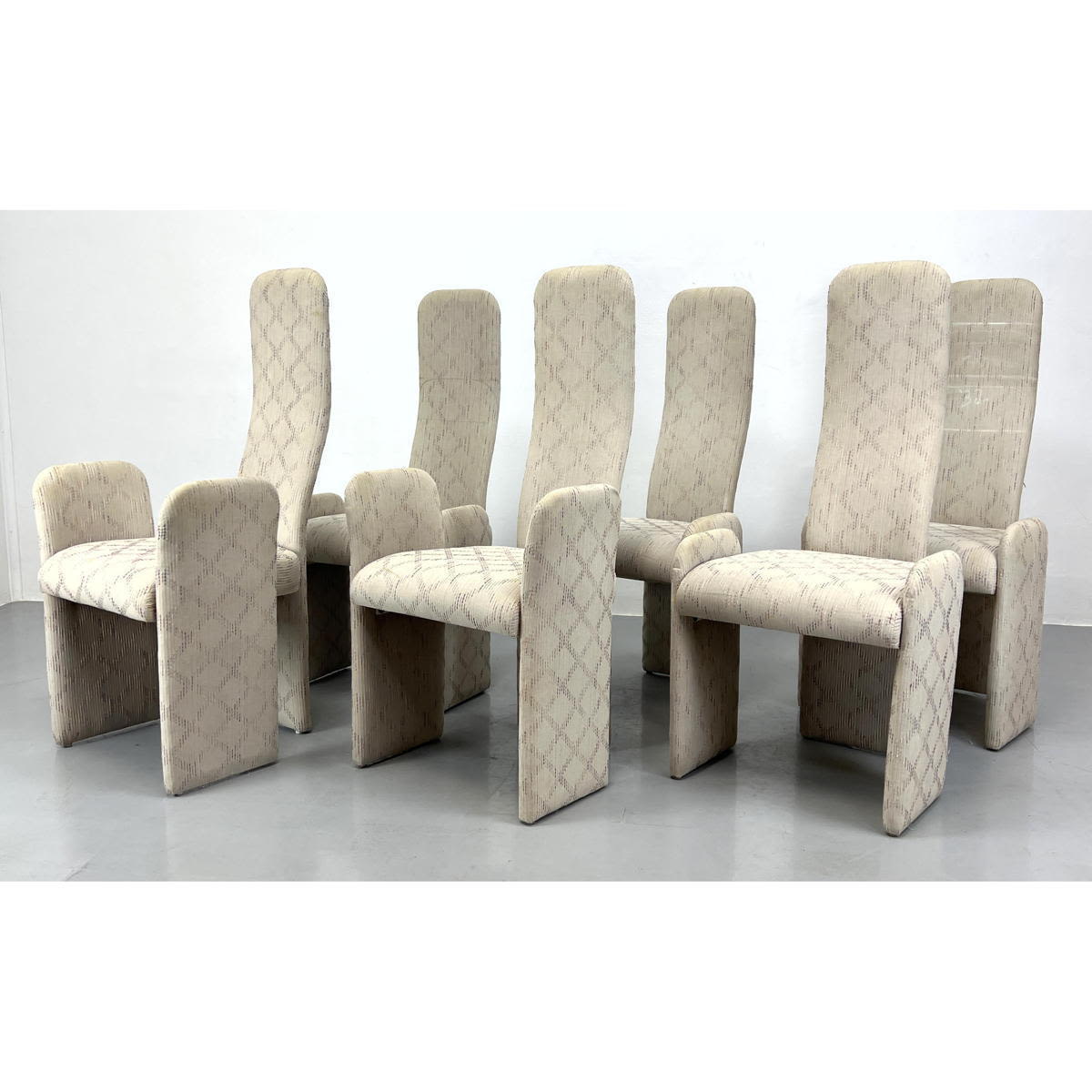 Appraisal: Italian Style Biomorphic Dining upholstered Chairs Dimensions H inches W