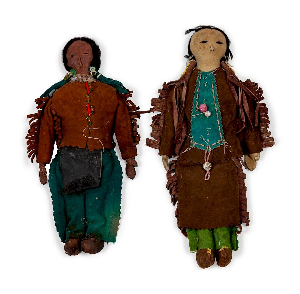 Appraisal: Rebecca Bluecloud Dakota - Attributed Dolls pair Rebecca Bluecloud Dakota