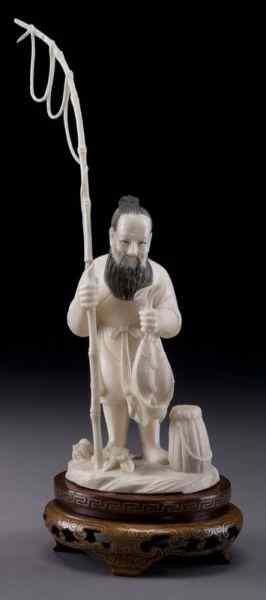 Appraisal: Chinese carved ivory fisherman International shipping IS NOT available on