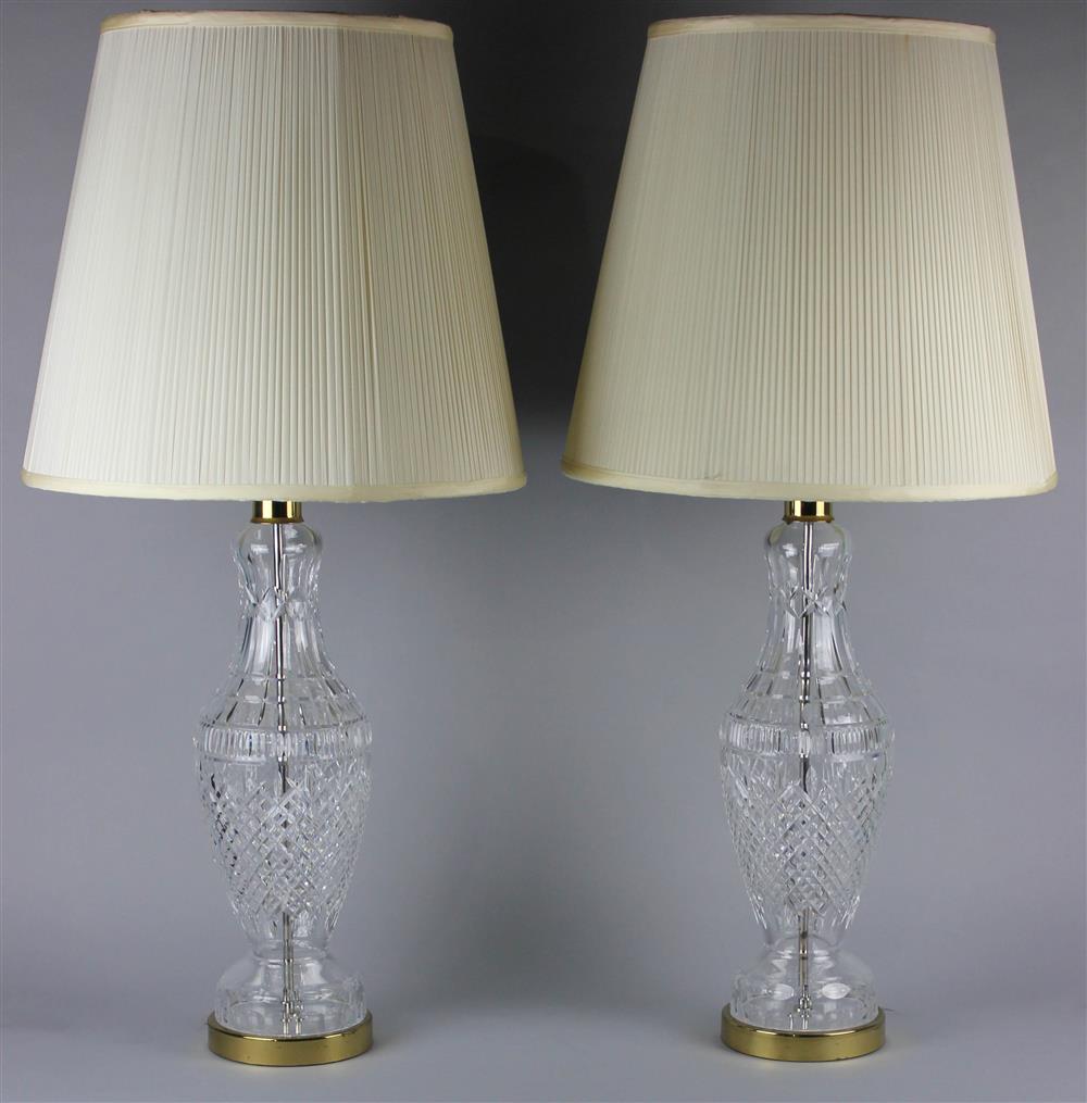 Appraisal: PAIR OF WATERFORD CRYSTAL LAMPS stenciled marks of baluster shape