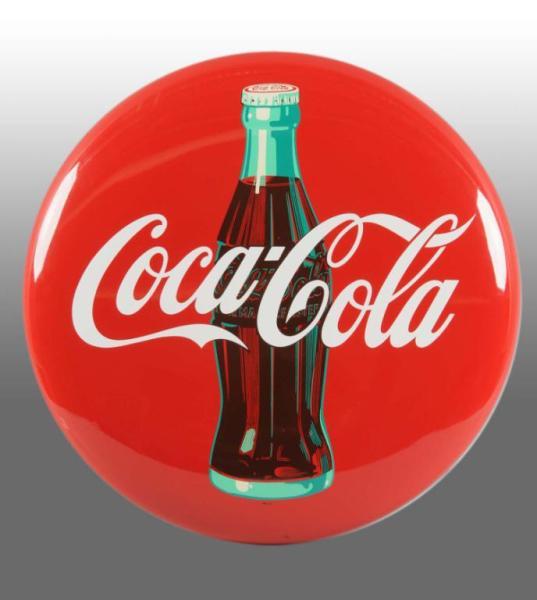 Appraisal: Tin Coca-Cola Button Sign Description Beautiful bright and unused example