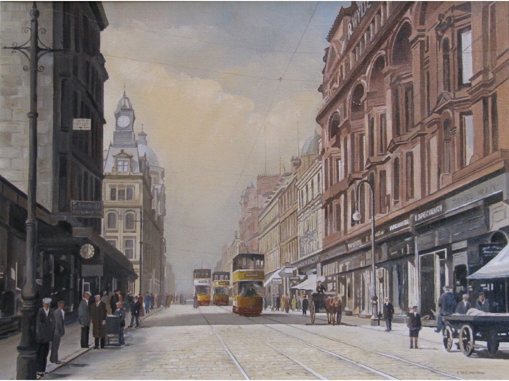 Appraisal: P ST C MERRIMAN Oil on canvas 'Sauciehall Street' signed