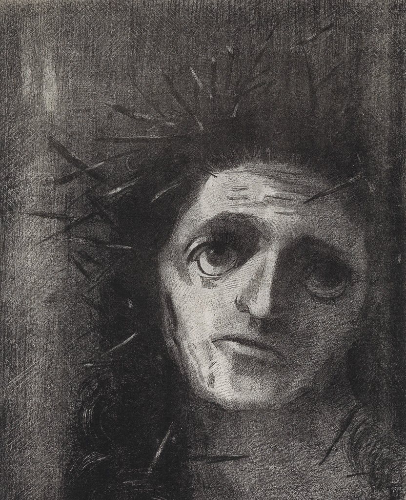 Appraisal: ODILON REDON Christ Lithograph on thin cream laid fibrous paper