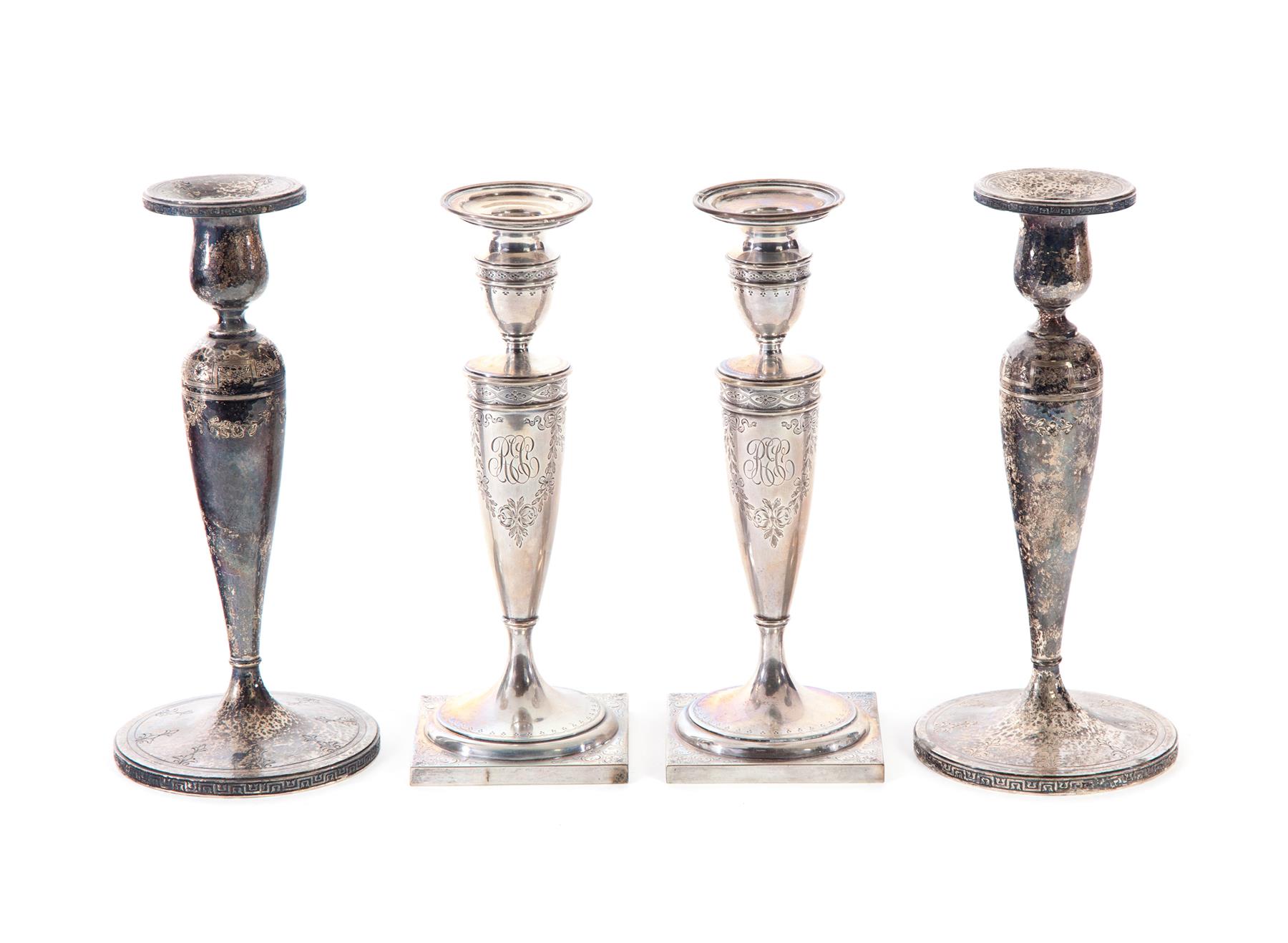 Appraisal: TWO PAIRS OF WEIGHTED STERLING CANDLESTICKS American st quarter- th