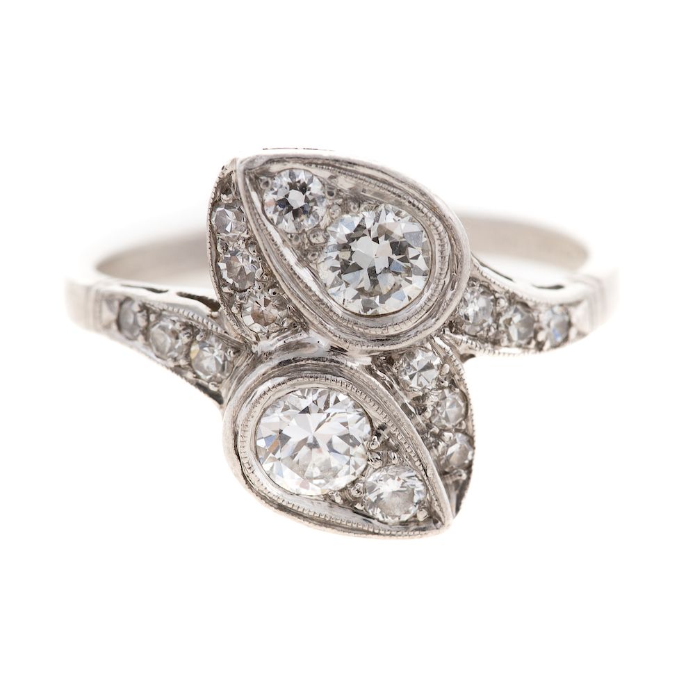 Appraisal: A Ladies Vintage Diamond Bypass Ring in Platinum Platinum vintage