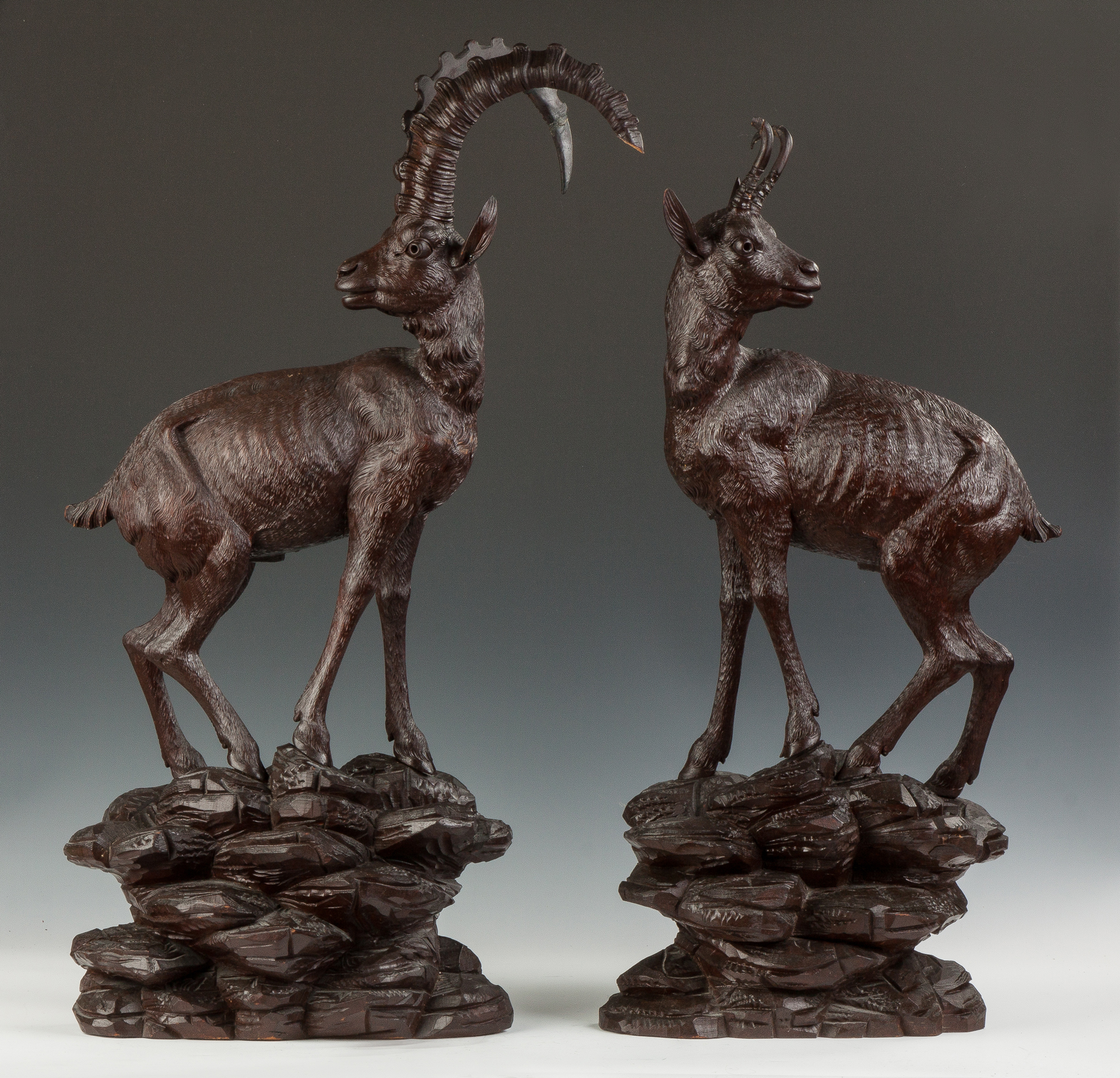 Appraisal: Two Black Forrest Carved Mountain Goats th century