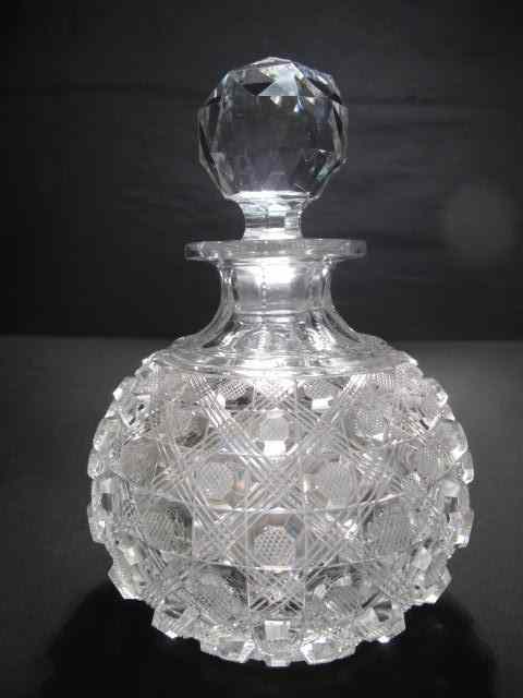 Appraisal: Cut crystal perfume scent bottle or decanter Intricate cut pattern